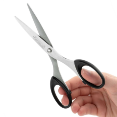 Ciseaux Rapesco Essential en acier inoxydable 16 cm - Poignées ergonomiques - Convient aux droitiers et aux gauchers - Noir