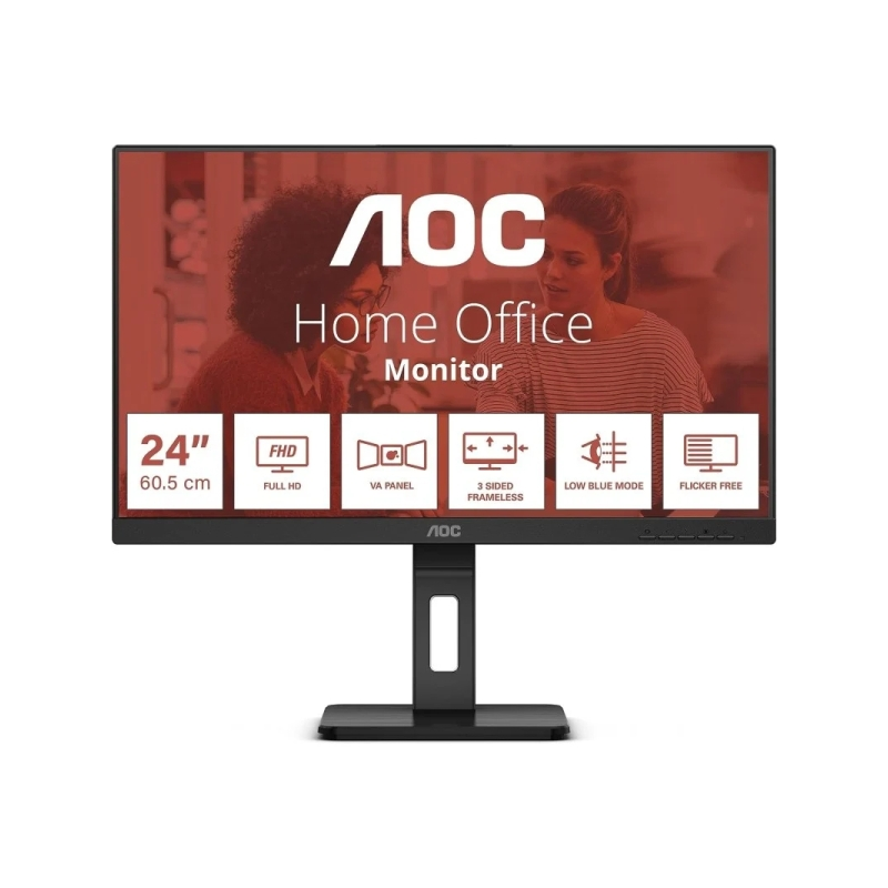 Moniteur AOC 24" LED IPS FullHD 1080p 75 Hz - Réponse 4 ms - Réglage de la hauteur - Angle de vision 178° - Haut-parleurs
