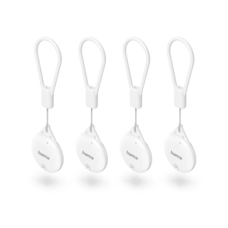 Hama Find My - Lot de 4 traceurs anti-perte pour appareils Apple - Bluetooth - Polycarbonate et silicone - Jusqu'à 240 jours