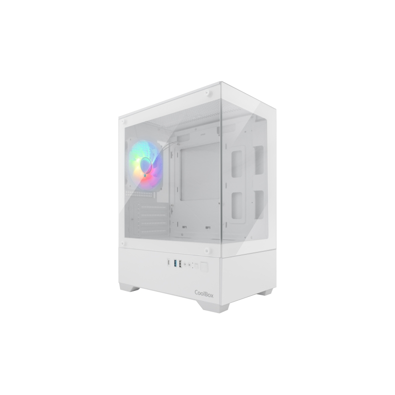 Boîtier Coolbox GM200 Vision Lite Mini Tour Micro ATX/Mini-ITX - Panneaux avant et latéraux en verre trempé - Compatible