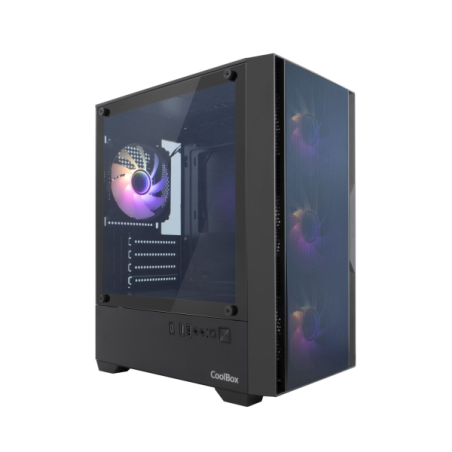 Boîtier tour micro ATX Coolbox GM220 MPFusion - Panneau latéral en verre trempé - Emplacements pour disques durs 2,5" et 3,5"