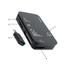 Lecteur de cartes Coolbox USB-A - Compatible avec cartes SD, SDHC, SDXC, MMC, RSMMC, Micro SD, Micro SDHC, Micro SDXC, MS, MS