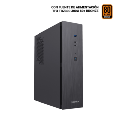 Boîtier tour Slim MicroATX Coolbox T370-BZ - Prise en charge des disques durs 2,5" - USB-A 3.2 Gen1, USB-C 3.2 Gen1 et audio HD