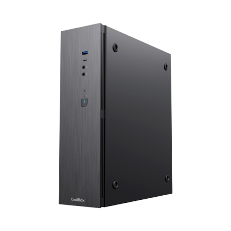Boîtier tour Slim MicroATX Coolbox T370-BZ - Prise en charge des disques durs 2,5" - USB-A 3.2 Gen1, USB-C 3.2 Gen1 et audio HD