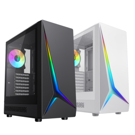 Boîtier tour Coolbox GA450 StarLight ATX, Micro ATX, Mini-ITX - Côtés en verre trempé - Disque dur 2,5" et 3,5" - USB-A 3.0