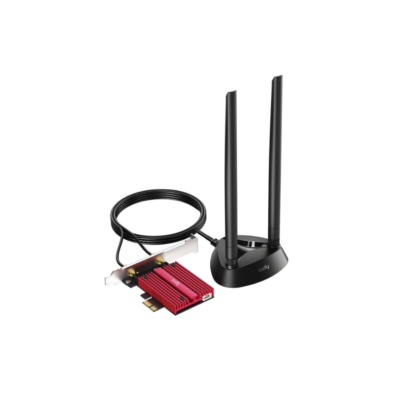 Adaptateur réseau Wi-Fi 7 PCIe tribande Cudy BE9300 - Bluetooth 5.4 - Dissipateur thermique - Base d'antenne aimantée