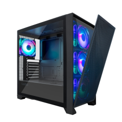 Boîtier tour Coolbox GE2000 DualView ATX, Micro ATX, Mini-ITX - Double façade interchangeable - Côtés en verre trempé - Disque