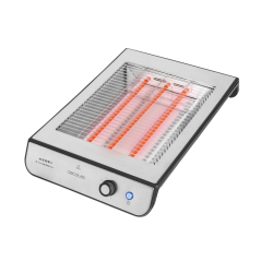 Grille-pain horizontal Cecotec Turbo Easy Toast en inox - 900 W - 3 résistances à quartz - 6 niveaux de brunissage - Rangement