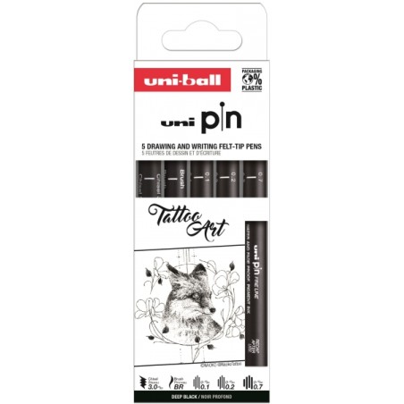 ✅ Uni-ball PIN Pack de 5 Marqueurs Calibrés - Pointe Polyacétal - Encre Pigmentée Résistante à l'Eau et à en stock
