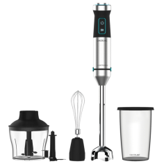 Mixeur plongeant Cecotec Power TitanBlack 1500 XL CreamandCrush - 1500 W - Lames en titane - Couvercle anti-éclaboussures