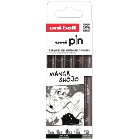 ✅ Uni-ball PIN Pack de 5 Marqueurs Calibrés - Pointe Polyacétal - Encre Pigmentée Résistante à l'Eau et à en stock