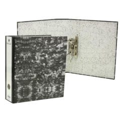 Chemise à rabat Bismark AZ Marbled Folio, dos 75 mm - Carton doublé - Porte-cartes sur le dos - Mécanisme à levier - Noir marbré