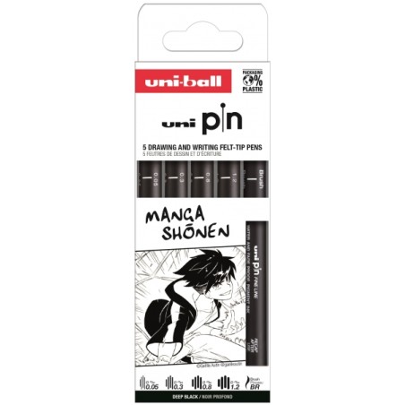 ✅ Uni-ball PIN Pack de 5 Marqueurs Calibrés - Pointe Polyacétal - Encre Pigmentée Résistante à l'Eau et à en stock