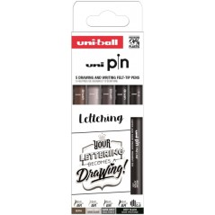 ✅ Uni-ball PIN Pack de 5 Marqueurs Lettrage Calibrés - Pointe Polyacétal - Encre Pigmentée Résistante à l'E en stock