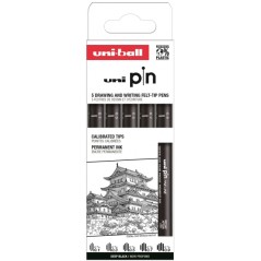 ✅ Uni-ball PIN Boîte de 5 Marqueurs Calibrés Classiques - Pointe Polyacétal - Encre Pigmentée Résistante à en stock