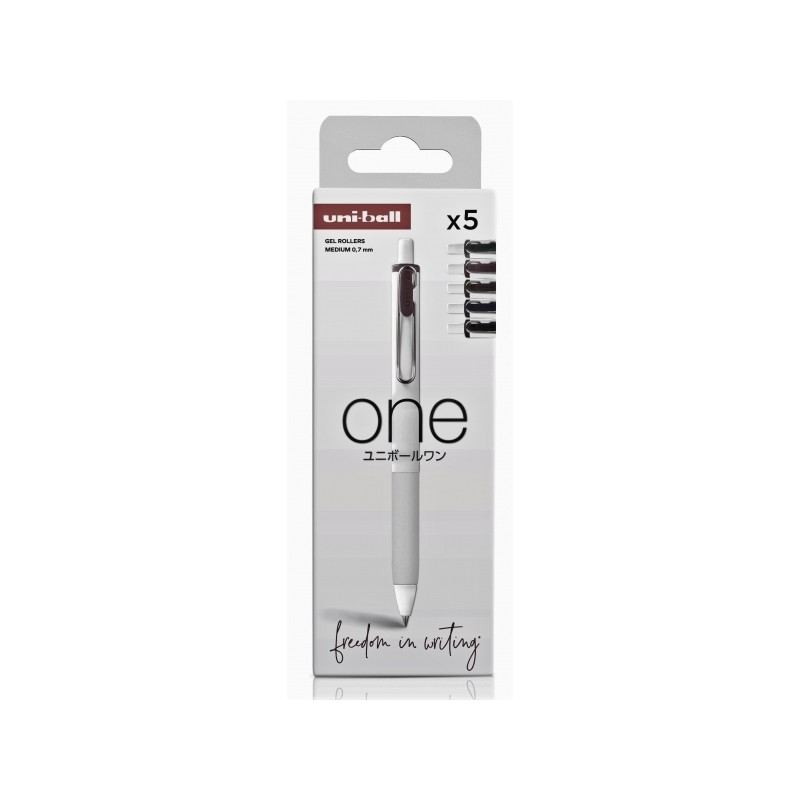 Stylos à bille Uni-ball ONE 0,7 mm | Lot de 5 - Encre liquide

