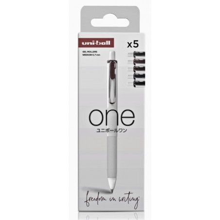 ✅ Uni-ball ONE UMN-S-07 Lot de 5 Stylos à Encre Liquide - Pointe Bille 0,7 mm - Écriture Ultra Fluide - Prise en stock