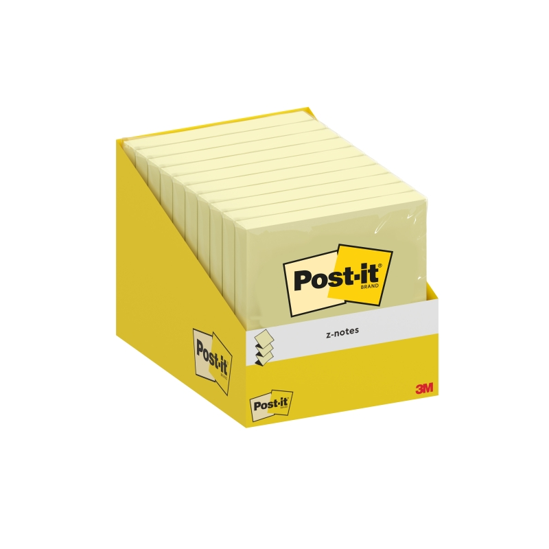 Bloc de 100 notes autocollantes repositionnables Post-It - Forme carrée - 76 x 76 mm - Jaune clair