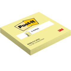 Bloc de 100 notes autocollantes repositionnables Post-It - Forme carrée - 76 x 76 mm - Jaune clair