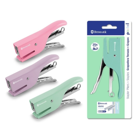 LOT de 6 Agrafeuse à pince Bismark + 1000 agrafes 24h/24 et 6j/7 - Capacité d'agrafage : 25 feuilles - Conception ergonomique