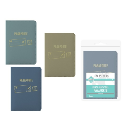 LOT de 24 Étui de protection pour passeport Lagart - Intérieur avec poche latérale - Couleurs assorties
