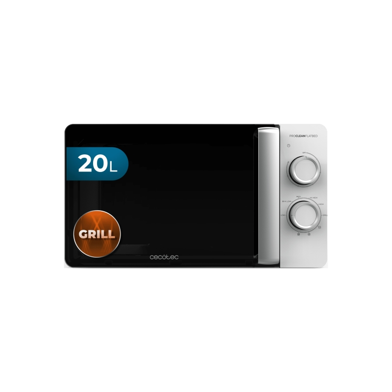 Micro-ondes à plat Cecotec Proclean 3110 sans plateau tournant - Puissance 700 W - Capacité 20 L - Grill 800 W - Revêtement