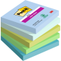 Post-It Super Sticky Pack de 5 blocs de 90 notes autocollantes repositionnables - Forme carrée - 76 x 76 mm - Couleurs assorties