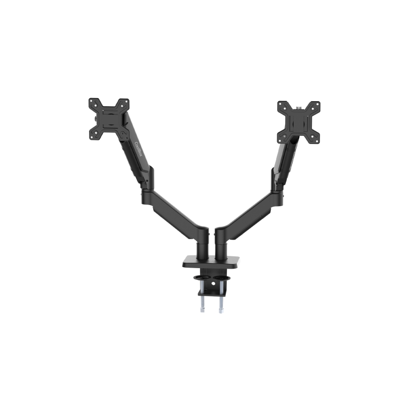 Support de bureau articulé Coolbox M02D pour 2 écrans jusqu'à 32" - Pivotant et inclinable - Vérin à gaz - Poids max. 8 kg par