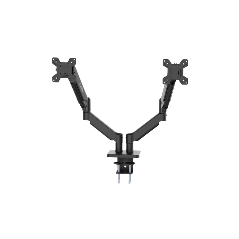 Support de bureau articulé Coolbox M02D pour 2 écrans jusqu'à 32" - Pivotant et inclinable - Vérin à gaz - Poids max. 8 kg par
