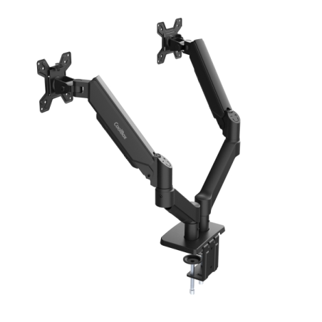 Support de bureau articulé Coolbox M02D pour 2 écrans jusqu'à 32" - Pivotant et inclinable - Vérin à gaz - Poids max. 8 kg par