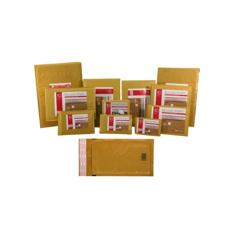 LOT de 10 Sachet Kraft Bismark n° 11 100 x 165 mm - Revêtement intérieur avec bulles d'air - Fermeture autocollante - Idéal