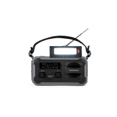Radio solaire portable Thomson SOS - AM/FM - Batterie 8000 mAh - Lampe torche d'urgence - 3 modes de charge - Fonction