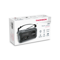 Radio solaire portable Thomson SOS - AM/FM - Batterie 8000 mAh - Lampe torche d'urgence - 3 modes de charge - Fonction