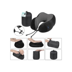 Oreiller cervical de voyage Lagart avec rembourrage en mousse - Housse en polyester lavable avec poche - Sac de transport