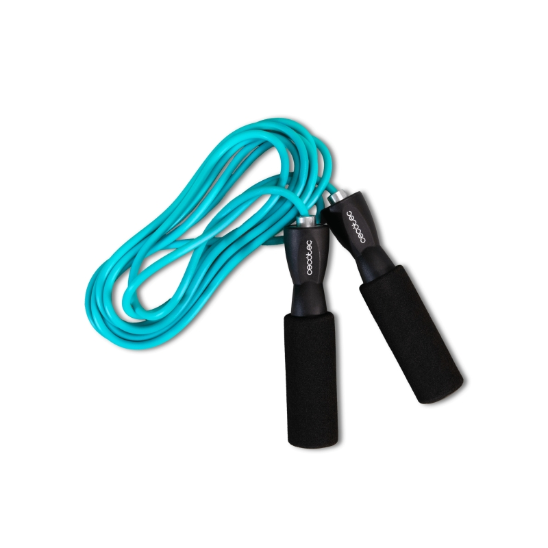 Corde à sauter Cecotec DrumFit en PVC - Poignée en mousse antidérapante - Longueur : 295 cm - Noir et bleu