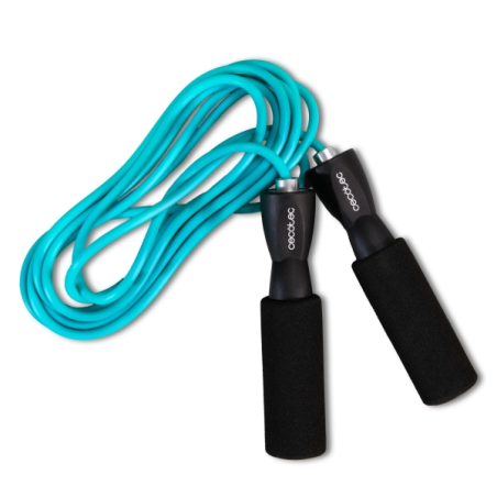 Corde à sauter Cecotec DrumFit en PVC - Poignée en mousse antidérapante - Longueur : 295 cm - Noir et bleu