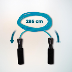 Corde à sauter Cecotec DrumFit en PVC - Poignée en mousse antidérapante - Longueur : 295 cm - Noir et bleu