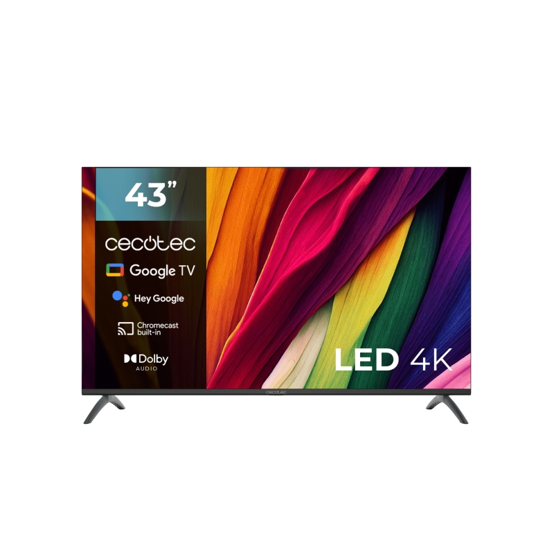 Téléviseur intelligent LED Cecotec série A4 ALU40043 43" sans cadre avec résolution 4K UHD - Processeur Cortex A55 - Google TV