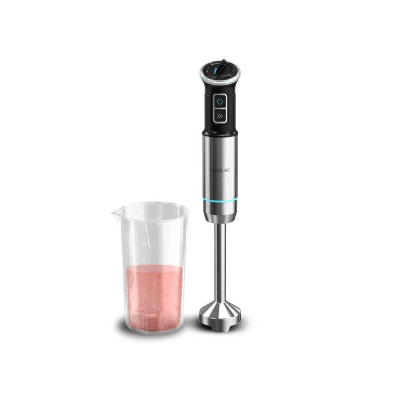 Mixeur plongeant Cecotec Power Neutron 1100MAX - 1100 W - Lames en titane - Couvercle anti-éclaboussures - Vitesse réglable
