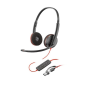 Casque USB-C Plantronics/Poly Blackwire 3220 avec microphone - Coussinets rembourrés - Commandes intégrées - Adaptateur USB-A
