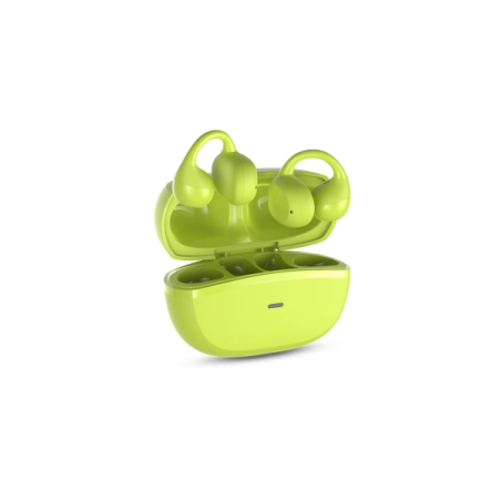 Écouteurs sans fil SPC Boost Clip - Design ouvert - Réduction du bruit - Contrôle tactile - Appairage rapide Google - Vert