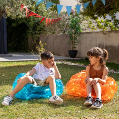 Innovagoods Bumpoy Lot de 2 bulles gonflables de 62 cm - Imperméables - Patch de réparation inclus - PVC - Bleu et orange