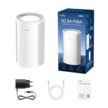Routeur Cudy AX3000 WiFi 6 5G SA/NSA - Serveur et client VPN - Ethernet 1 Gbit/s - Nano SIM - Contrôle via application cloud