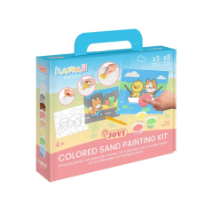 Kit de peinture sur sable Jovi Kawaii avec 8 pots de sable + 1 perforatrice + 3 feuilles de motifs Kawaii - Couleurs assorties
