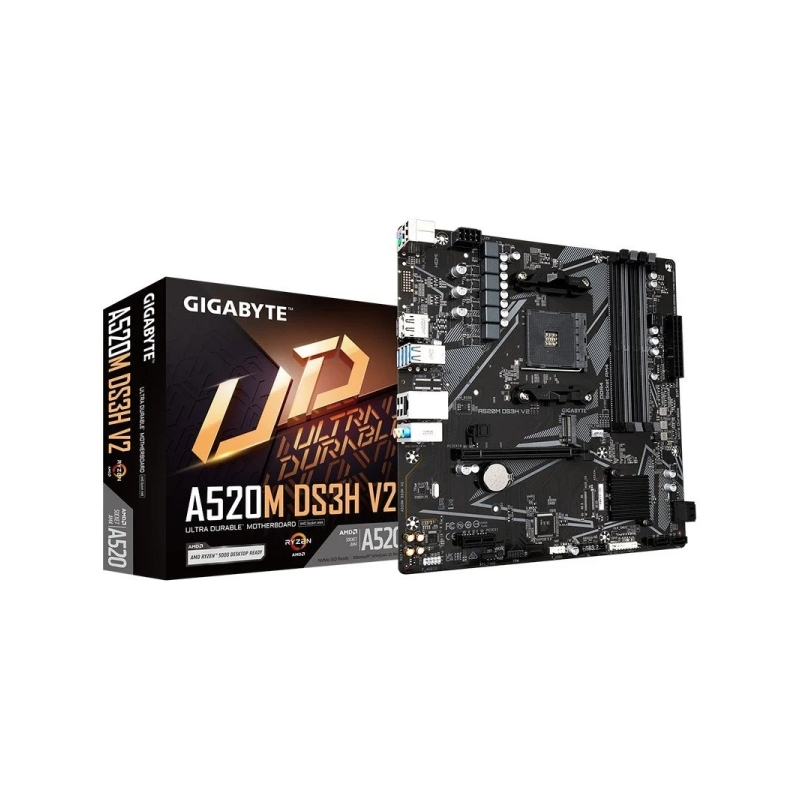 Carte mère Gigabyte A520M DS3H V2 AMD AM4 4xDDR4 - M.2, SATA, PCIe 3.0 - HDMI, DisplayPort, DVI, RJ-45, USB 3.2 - MicroATX