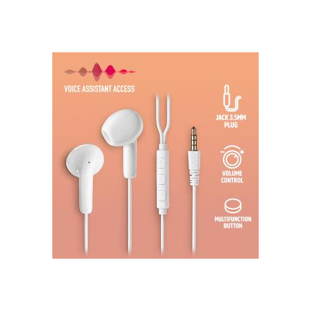 Écouteurs intra-auriculaires NGS CROSS FLIP avec microphone - Jack 3,5 mm - Bouton multifonction - Couleur blanche