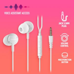 Écouteurs intra-auriculaires NGS CROSS DRIFT avec microphone - Jack 3,5 mm - Bouton multifonction - Couleur blanche
