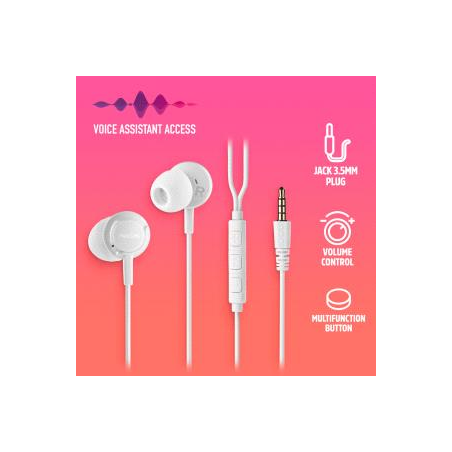 Écouteurs intra-auriculaires NGS CROSS DRIFT avec microphone - Jack 3,5 mm - Bouton multifonction - Couleur blanche