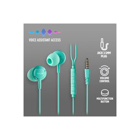 Écouteurs intra-auriculaires NGS CROSS DRIFT avec microphone - Jack 3,5 mm - Bouton multifonction - Couleur verte
