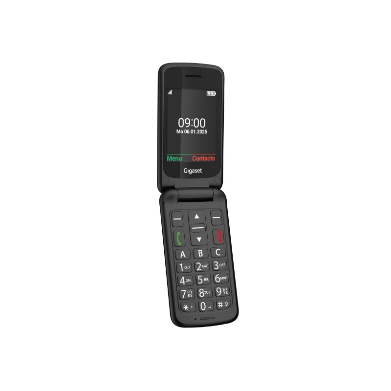 Téléphone portable senior Gigaset GL595 - Écran 2,8" - Clapet - IP44 - Base de chargement - Noir